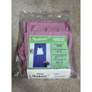 VTG 90s New Retro Pink Andover Crescent Valance 60x16” & 2‎ Ruffled Tiers 28x36”